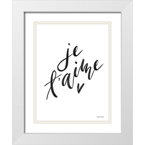 Je Taime White Modern Wood Framed Art Print with Double Matting by Nieman, Rachel
