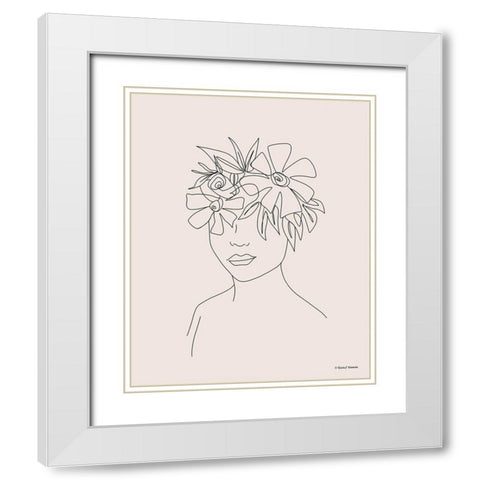 Head Full of Flowers Line Drawing White Modern Wood Framed Art Print with Double Matting by Nieman, Rachel
