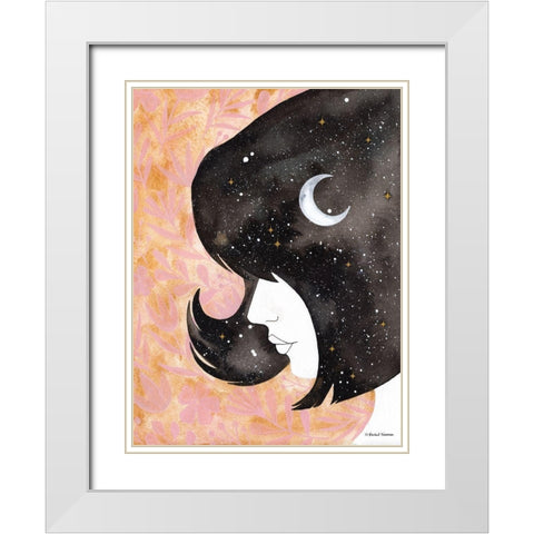Moon in Her Hair    White Modern Wood Framed Art Print with Double Matting by Nieman, Rachel