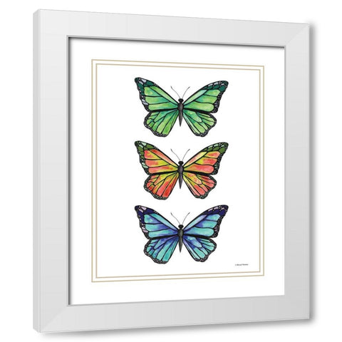 Stacked Wonderful Butterflies White Modern Wood Framed Art Print with Double Matting by Nieman, Rachel
