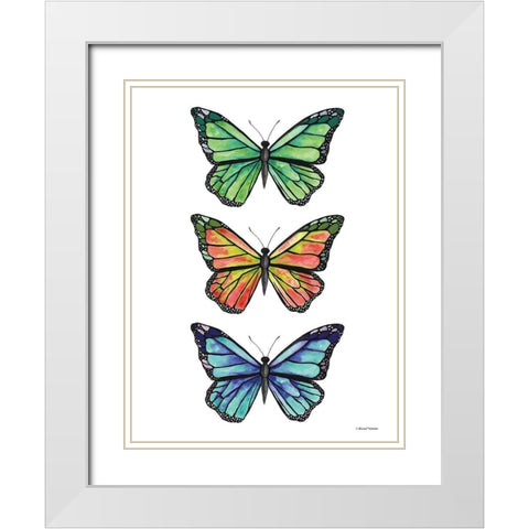 Stacked Wonderful Butterflies White Modern Wood Framed Art Print with Double Matting by Nieman, Rachel