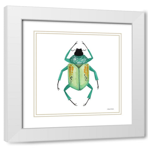 Naturally Wonderful Beetle White Modern Wood Framed Art Print with Double Matting by Nieman, Rachel