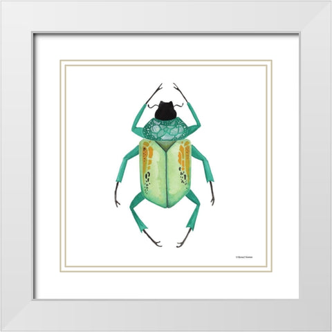 Naturally Wonderful Beetle White Modern Wood Framed Art Print with Double Matting by Nieman, Rachel