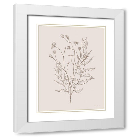 Wildflower Drawing White Modern Wood Framed Art Print with Double Matting by Nieman, Rachel