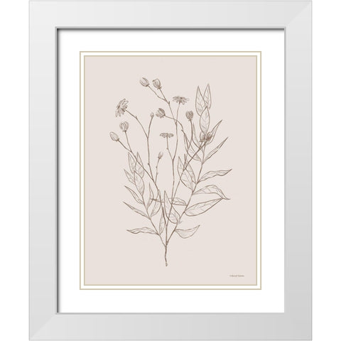 Wildflower Drawing White Modern Wood Framed Art Print with Double Matting by Nieman, Rachel