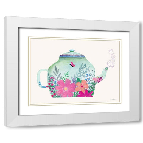 Garden Teapot White Modern Wood Framed Art Print with Double Matting by Nieman, Rachel