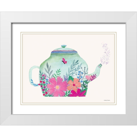 Garden Teapot White Modern Wood Framed Art Print with Double Matting by Nieman, Rachel