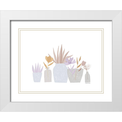 Flower Vases in a Row White Modern Wood Framed Art Print with Double Matting by Nieman, Rachel