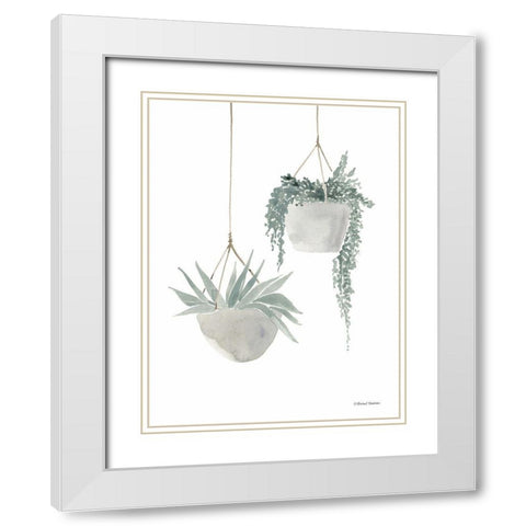 Sage Hanging Planters White Modern Wood Framed Art Print with Double Matting by Nieman, Rachel