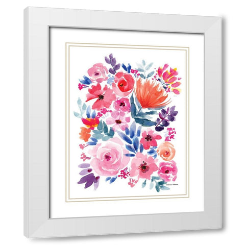 Vibrant Flowers I White Modern Wood Framed Art Print with Double Matting by Nieman, Rachel