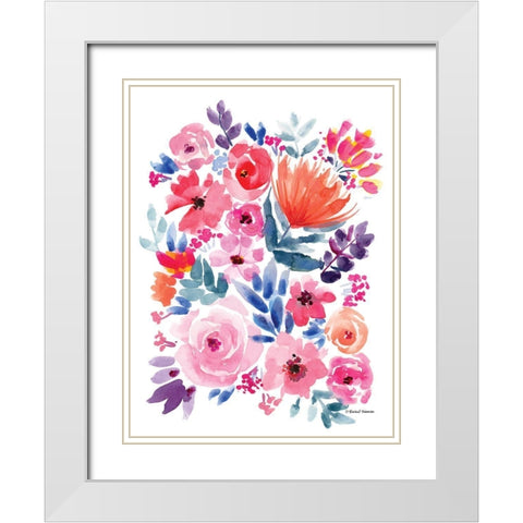 Vibrant Flowers I White Modern Wood Framed Art Print with Double Matting by Nieman, Rachel