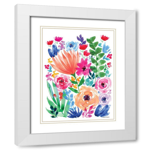 Vibrant Flowers II White Modern Wood Framed Art Print with Double Matting by Nieman, Rachel
