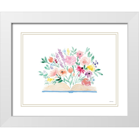 Read a Book White Modern Wood Framed Art Print with Double Matting by Nieman, Rachel