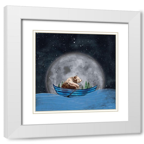 Bear Rowing in the Sea White Modern Wood Framed Art Print with Double Matting by Nieman, Rachel
