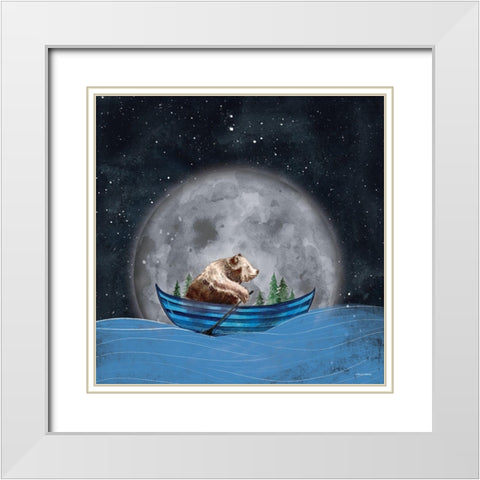 Bear Rowing in the Sea White Modern Wood Framed Art Print with Double Matting by Nieman, Rachel