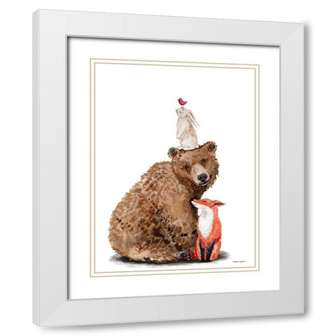 Forest Friends White Modern Wood Framed Art Print with Double Matting by Nieman, Rachel
