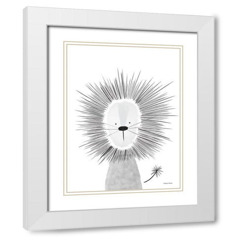 Lion Line Drawing 2 White Modern Wood Framed Art Print with Double Matting by Nieman, Rachel