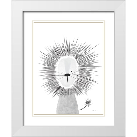 Lion Line Drawing 2 White Modern Wood Framed Art Print with Double Matting by Nieman, Rachel