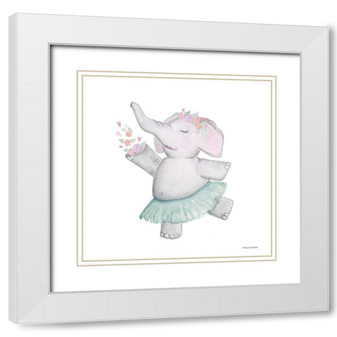 Elephant Ballerina White Modern Wood Framed Art Print with Double Matting by Nieman, Rachel