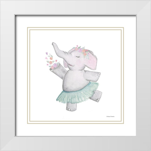 Elephant Ballerina White Modern Wood Framed Art Print with Double Matting by Nieman, Rachel