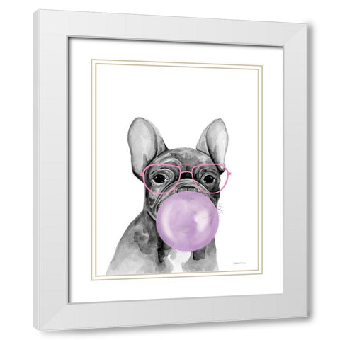 Bubble Gum Puppy White Modern Wood Framed Art Print with Double Matting by Nieman, Rachel
