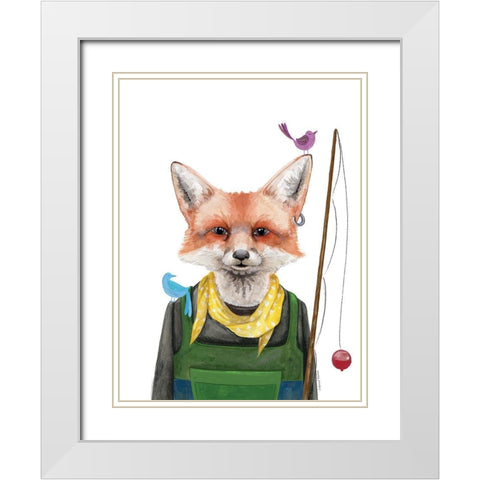 Fishing Fox White Modern Wood Framed Art Print with Double Matting by Nieman, Rachel