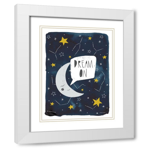 Dream On Moon    White Modern Wood Framed Art Print with Double Matting by Nieman, Rachel