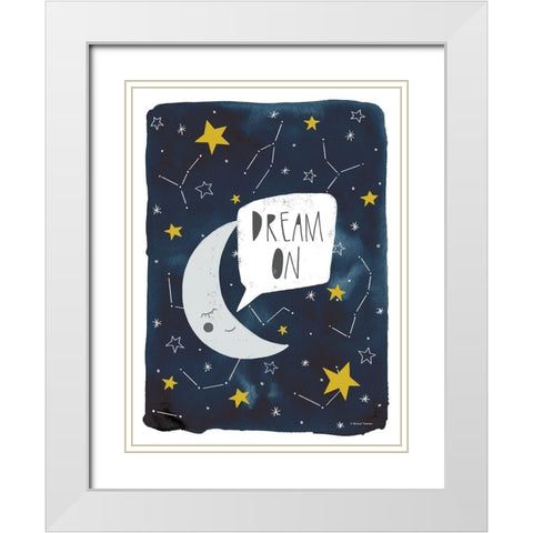 Dream On Moon    White Modern Wood Framed Art Print with Double Matting by Nieman, Rachel