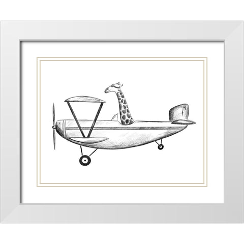 Giraffe in a Plane White Modern Wood Framed Art Print with Double Matting by Nieman, Rachel
