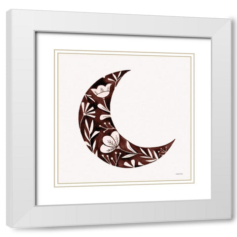 Floral Moon Silhouette White Modern Wood Framed Art Print with Double Matting by Nieman, Rachel