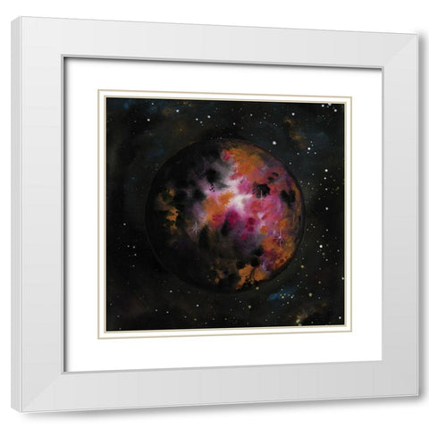 Celestial Planet White Modern Wood Framed Art Print with Double Matting by Nieman, Rachel