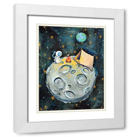 Camping Astronaut White Modern Wood Framed Art Print with Double Matting by Nieman, Rachel