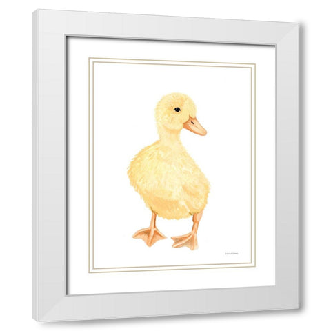 Adorable Fluffy Duckling White Modern Wood Framed Art Print with Double Matting by Nieman, Rachel