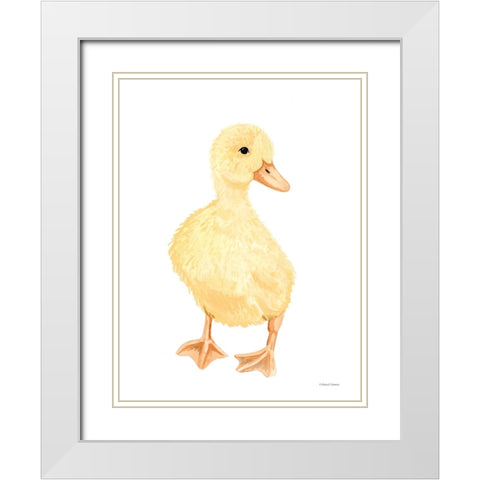 Adorable Fluffy Duckling White Modern Wood Framed Art Print with Double Matting by Nieman, Rachel