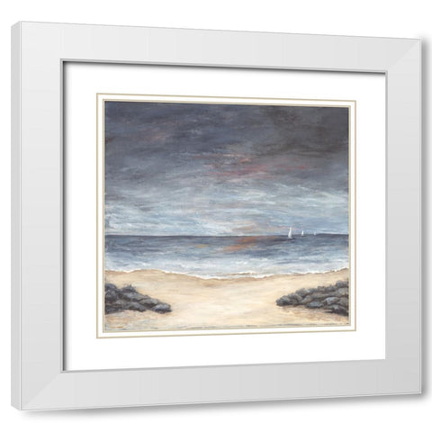 Sunset Sail White Modern Wood Framed Art Print with Double Matting by Soulspeak And Sawdust