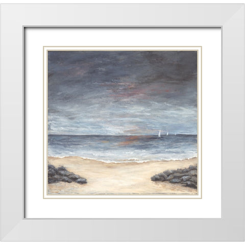 Sunset Sail White Modern Wood Framed Art Print with Double Matting by Soulspeak And Sawdust