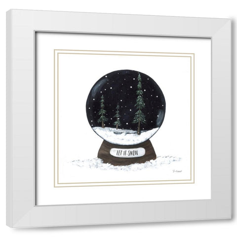 Let It Snowglobe White Modern Wood Framed Art Print with Double Matting by Soulspeak And Sawdust