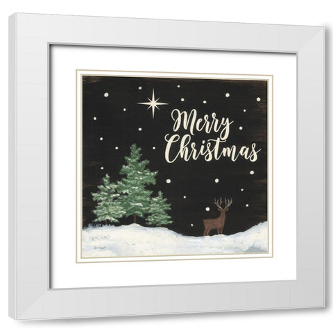 Merry Woodland Christmas White Modern Wood Framed Art Print with Double Matting by Soulspeak And Sawdust