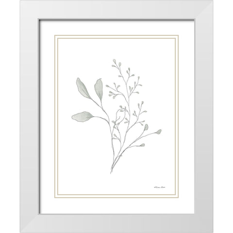 Simple Leaves 3 White Modern Wood Framed Art Print with Double Matting by Ball, Susan