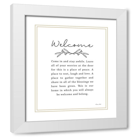 Welcome White Modern Wood Framed Art Print with Double Matting by Ball, Susan