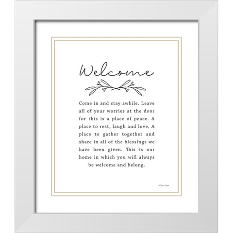 Welcome White Modern Wood Framed Art Print with Double Matting by Ball, Susan