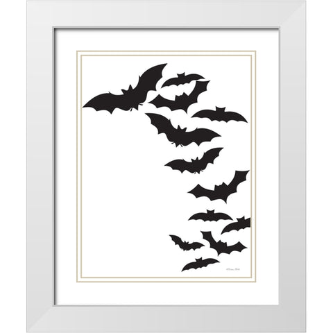 Flock of Bats White Modern Wood Framed Art Print with Double Matting by Ball, Susan