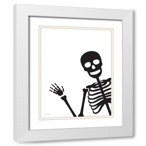 Peek-a-boo Skeleton White Modern Wood Framed Art Print with Double Matting by Ball, Susan