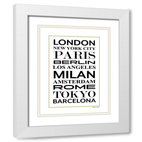Fashion Cities    White Modern Wood Framed Art Print with Double Matting by Ball, Susan