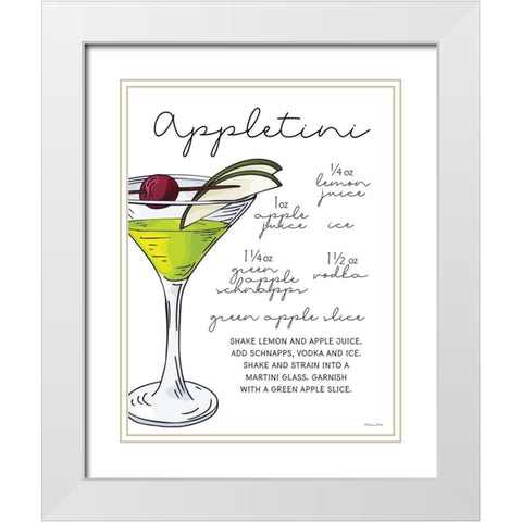 Appletini Recipe     White Modern Wood Framed Art Print with Double Matting by Ball, Susan