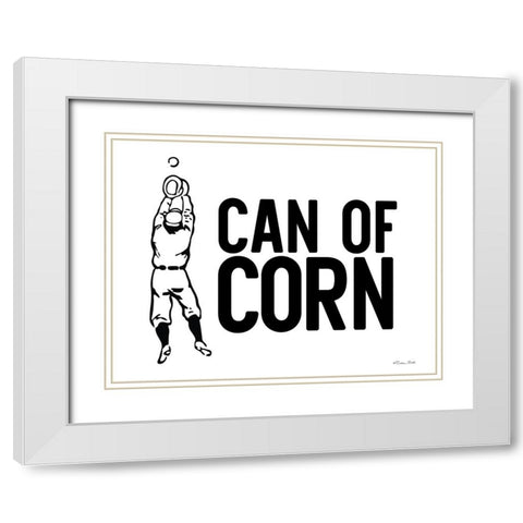 Can of Corn White Modern Wood Framed Art Print with Double Matting by Ball, Susan