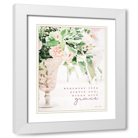 Bloom with Grace White Modern Wood Framed Art Print with Double Matting by Ball, Susan