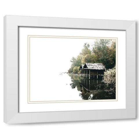 Docs on the Lake White Modern Wood Framed Art Print with Double Matting by Ball, Susan