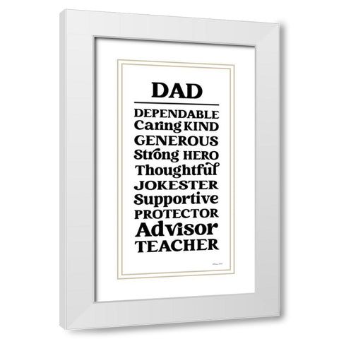 Dad Words White Modern Wood Framed Art Print with Double Matting by Ball, Susan