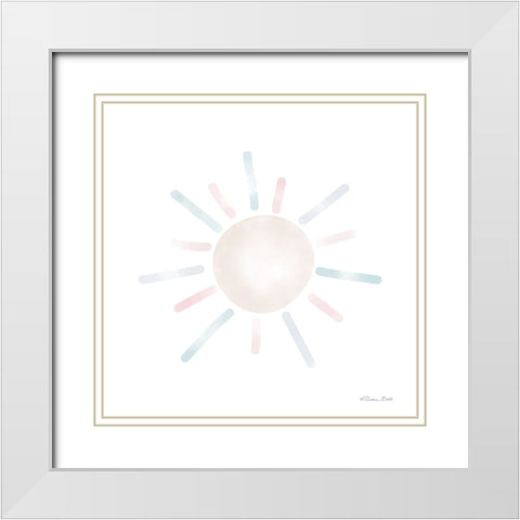 Watercolor Sun White Modern Wood Framed Art Print with Double Matting by Ball, Susan